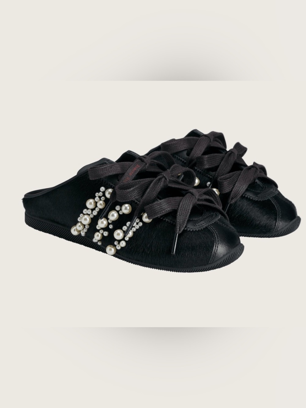 Simone Rocha Black Pearl-Embellished Slip-On Sneakers Sz 7 NWT